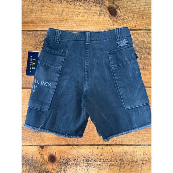 NWT Polo Ralph Lauren Boys Dark Gray US-RL Naval Cargo Raw Hem Shorts Size 8 - Picture 6 of 9